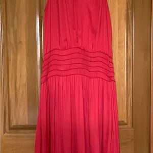 White House Black Market Red Pleated-Waist Maxi Skirt